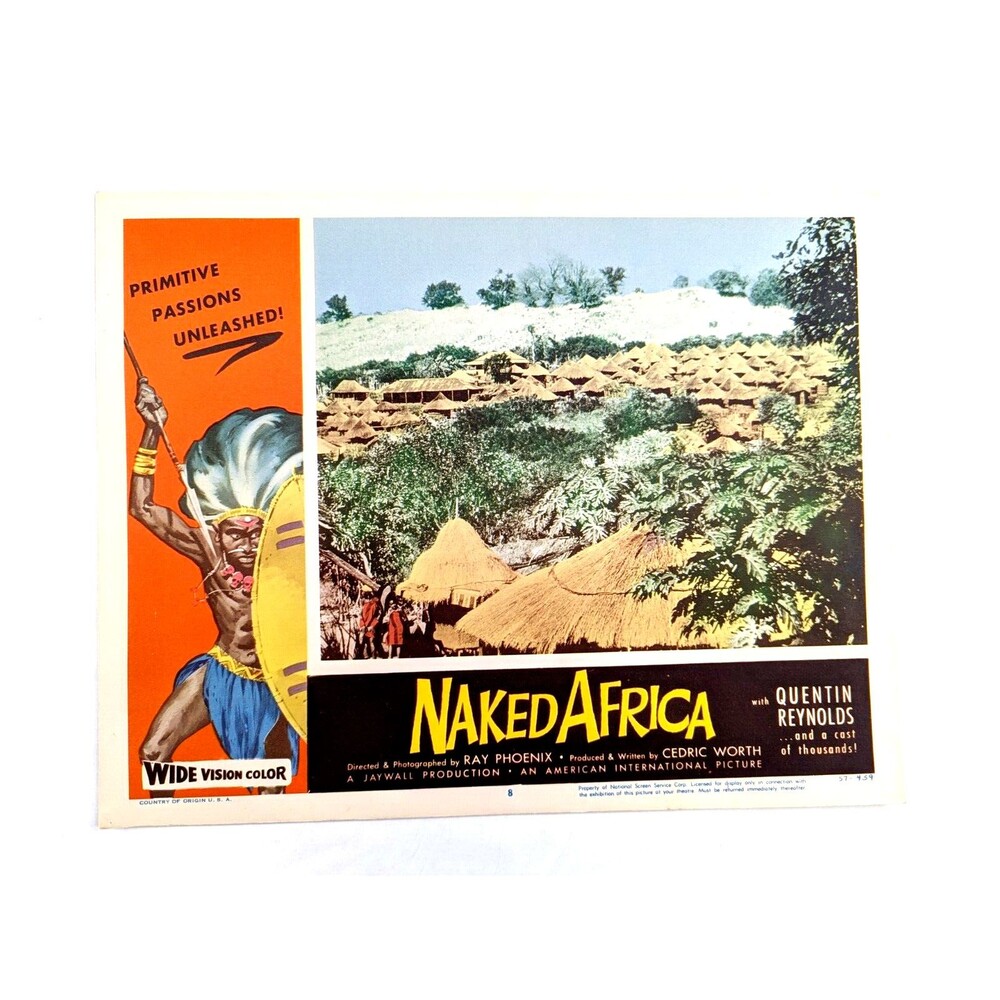 Naked Africa 1957 Quentin Reynolds Documentary Lobby Card Movie Poster Vintage